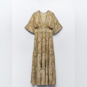 Zara Feminine Boho Flowy Floral Maxi Dress